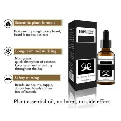 100% Natural Organic Beard Oil – Premium Blend of Argan, Jojoba & Grapeseed Oils with Vitamin E – Hydrates Beard & Skin, Tames Frizz, Soothes Itch & Flakes, Lightweight Grooming Oil