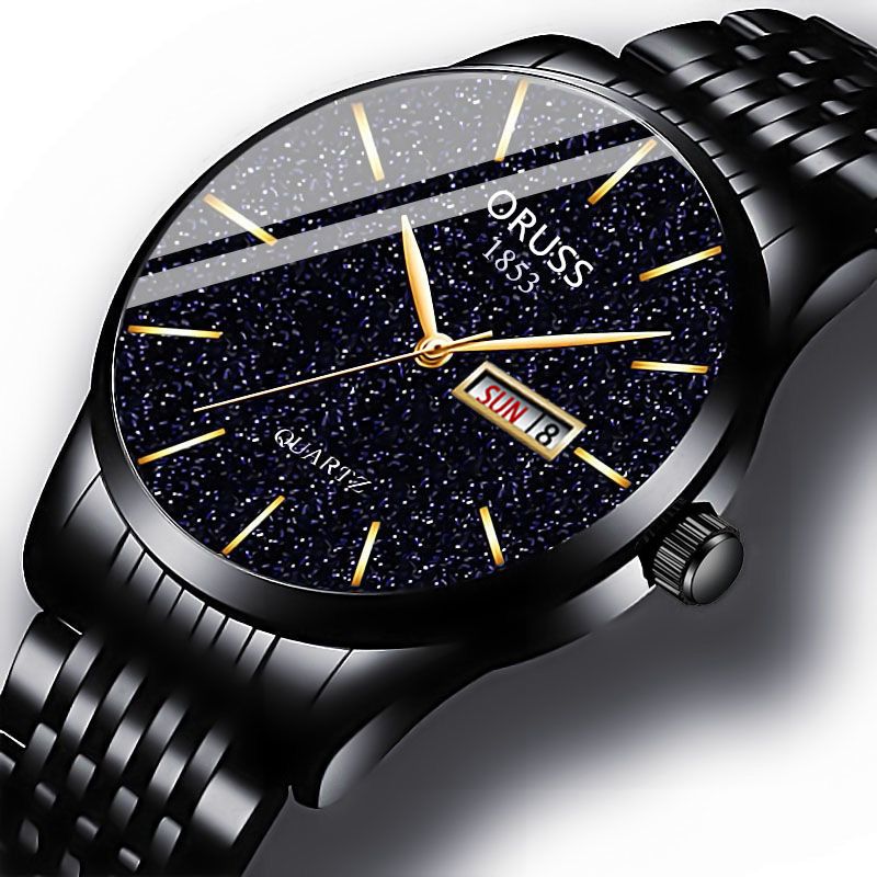 Men's Watch Date Week Fashion Watch Men Original Waterproof Non-mechanical Starlight Dual Calendar Quartz Wristwatch