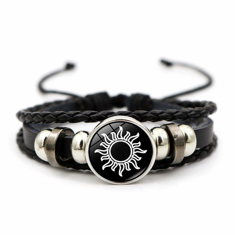 2Pcs Leather Bracelet for Couples, Retro Punk Multi-layer Beaded Braided Bracelet Gift for Lovers