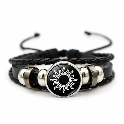 2Pcs Leather Bracelet for Couples, Retro Punk Multi-layer Beaded Braided Bracelet Gift for Lovers