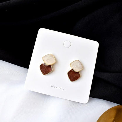 New Silver Pin Earrings Popular High-grade Earrings Geometric Square Earrings Simple Temperament Premium Earring Beautiful Women's Earrings