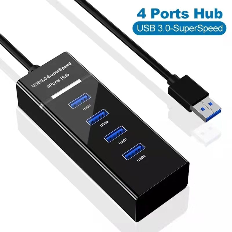 Usb3.0 Hub 4-Port Super-Speed USB Splitter For Hard Drives USB Flash Drive Mouse Keyboard Extend Adapter Laptops Multi Splitter USB Adapter Expander Cable For Desktop PC Laptop Adapter