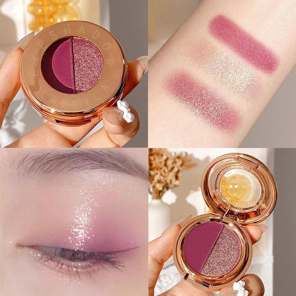 New two-color eyeshadow pumpkin earth color matte gold flash eyeshadow tray students waterproof niche affordable female