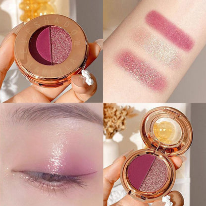 New two-color eyeshadow pumpkin earth color matte gold flash eyeshadow tray students waterproof niche affordable female
