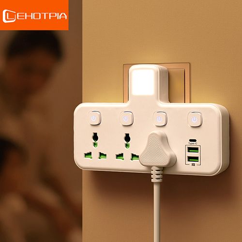 UK Plug AC Outlet Power Strip Multi-Use Wall Socket Universal Network Filter USB Charger Standalone Switch Light Adapter
