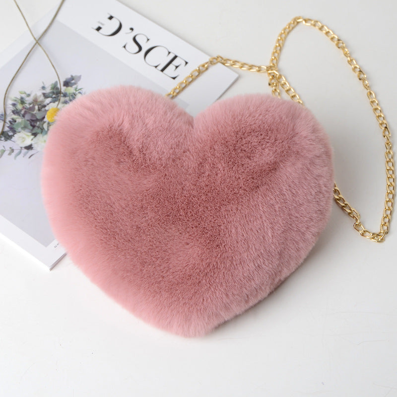 Plush bag new imitation Rex rabbit hair love bag peach pericardi chain bag fashion single shoulder oblique span female bag handbag