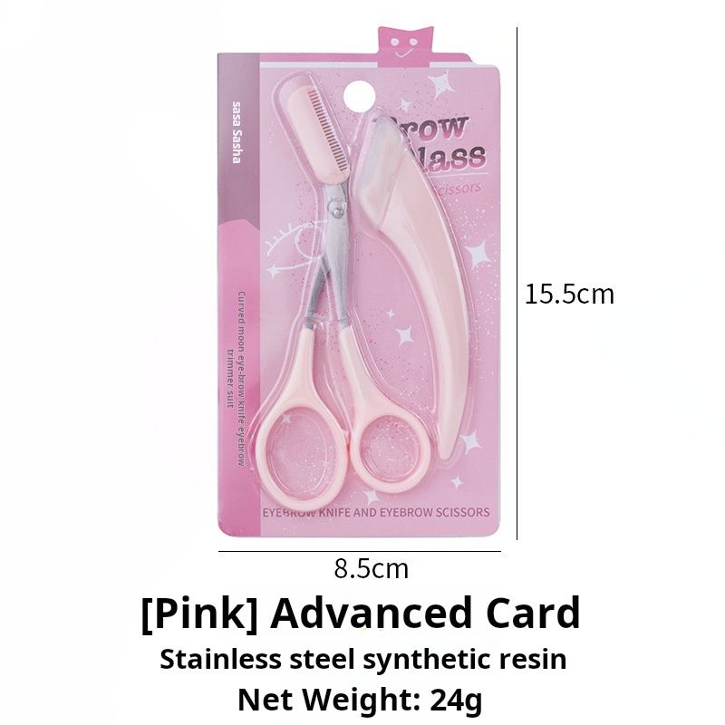 Beginner's Safe Eyebrow Trimmer New Eyebrow Trimmer Scissors Anti Scratch Bending Moon Eyebrow Scraper Set for Beginners