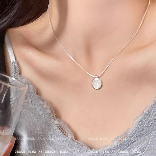 Moonstone Aquamarine Necklace For Women New Light Luxury Niche Collarbone Chain Women Snake Bone Chain Sweater Chain Accessories