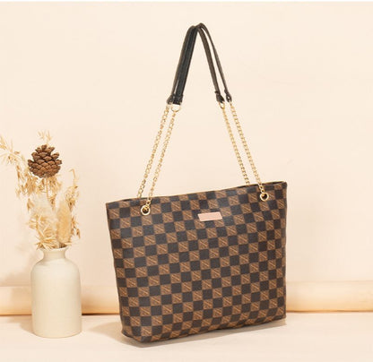 Geometric print Women's new fashion generous sequin embellished chain shoulder bag