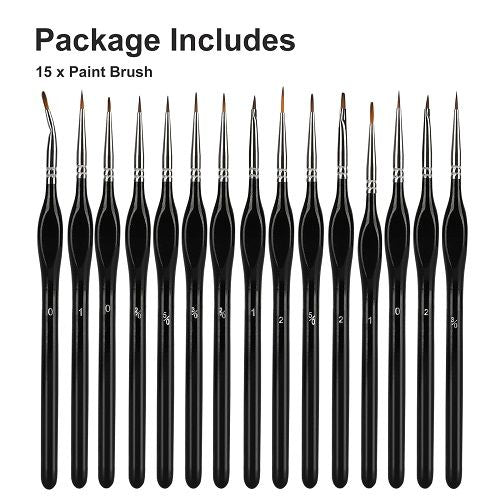 Detail Paint Brushes Set, LEDream 15pcs Miniature Brushes for Fine Detailing & Art Painting, Models, Face, Nail