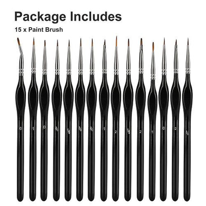 Detail Paint Brushes Set, LEDream 15pcs Miniature Brushes for Fine Detailing & Art Painting, Models, Face, Nail