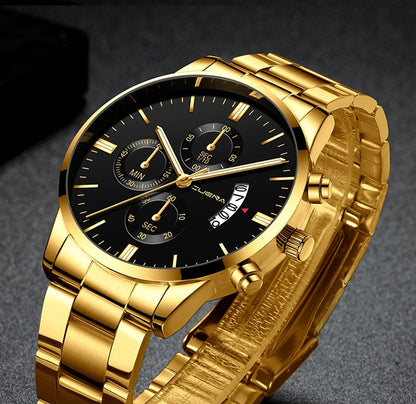 Men Watch Date Stainless Steel Male Watches Quartz WristWatch Wrist Waterproof Watch Valentines Gift Fashion Luxury Mens Watches With Date