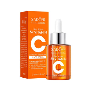 Sadoer 3 in 1 Skin Active 5 X Vitamin C Cleanser + Serum + Cream, The Trio Combination Guarantees Deep Hydration and Skin Water Locking, Brightening the Skin Tone, Nourish The Skin, Whiten Black Spot