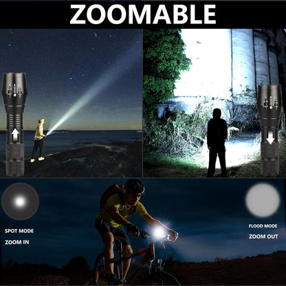 LED Emergency Handheld Flashlight with Adjustable Focus, Water Resistant, 5 Modes, Best Tactical Flashlight for Emergency, Camping and Fishing