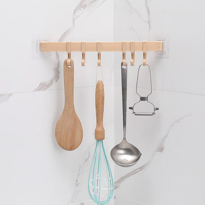 UPHUI 6 Hook Assembly Adhesive Hook Row Hook Towel Rack Kitchen Storage Rack Bathroom Wall Hanging Hook Multifunctional Key Hook