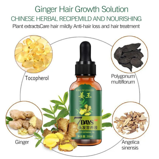King Of Ginger 7 Days Ginger Germinal Oil Hair Growth Repair Nourish Root Nutrition Care - Aichun Beauty