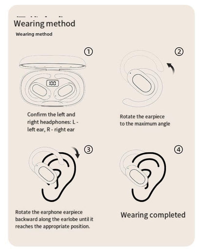 Wireless Bluetooth Earbuds Berlin Voice Ear Hanging OWS Adjustable Non In Ear Noise Reduction Earphones TWS Rotating 130 ° Unisex 360 ° Innovative Fit For All Smartphones