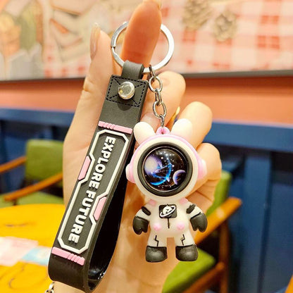 Travelling To The Stars Astronaut Keychain Key Ring Creative Car Key Chain Pendant Hand Strap Cartoon Gift Doll Charm Bag Charms Creative Gifts