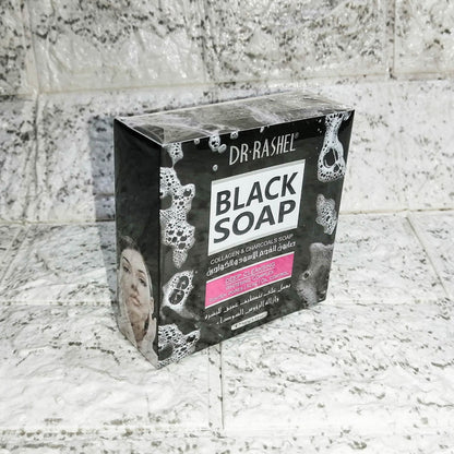 Dr. Rashel Black Soap With Collagen & Charcoal - Anti Acne Tighten Pores Oil Control Whitening Complex Deep Cleansing
