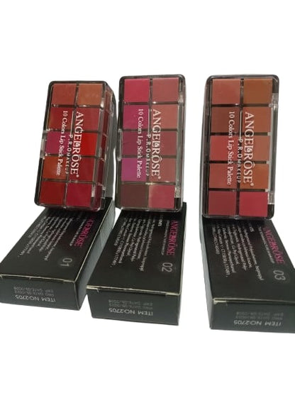 10 Color Lipstick Palette Matte Long Lasting Waterproof Nourishing Lip Stick Cream Palette - Angel Rose