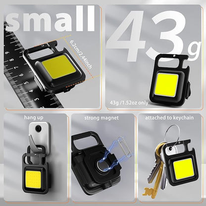 COB Keychain Work Light, Pocket Small Mini Flashlight Rechargeable Keyring Torch, Valentines Gifts for Him Boyfriend Men, Cool Tools for Auto, Repairing, Emergency