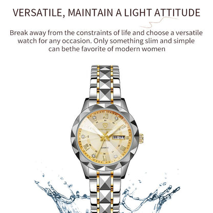 Couple Quartz Watch High Quality Waterproof Double Calendar Rhombus Mirror Watch Luxury Brand Men Women Couple Watche