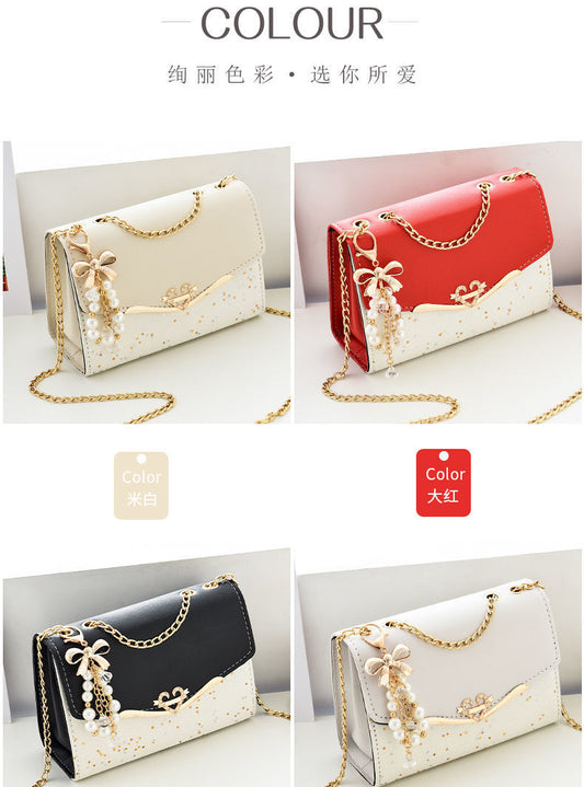 Netizen Small Bag Women's Bag 2024 New Instagram One Shoulder Crossbody Bag Fashionable Small Fragrant Style Bright Leather Chain Small Square Bag