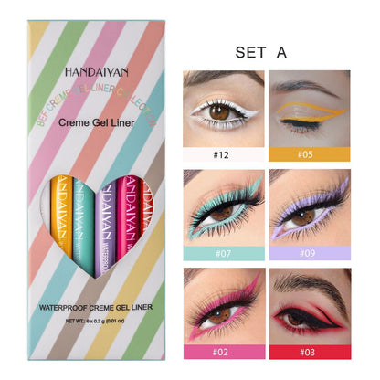 The new 6-piece Eyeliner HANDAIYAN Rotatable Waterproof Non-halo Color Eyeliner pencil set