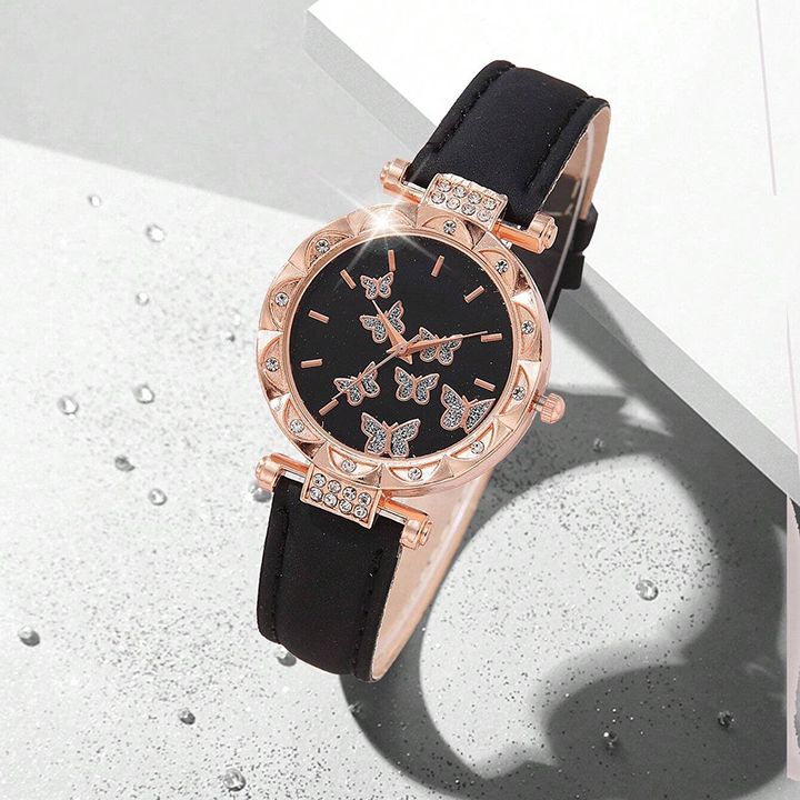 Butterfly Watches Luxury Brand Leather Quartz Women's Watch Ladies Fashion Watch Women Wristwatch Clock For Valentines Gift Favorite Women Giftes