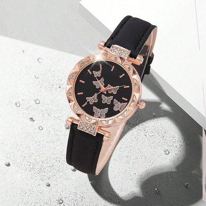 Butterfly Watches Luxury Brand Leather Quartz Women's Watch Ladies Fashion Watch Women Wristwatch Clock For Valentines Gift Favorite Women Giftes