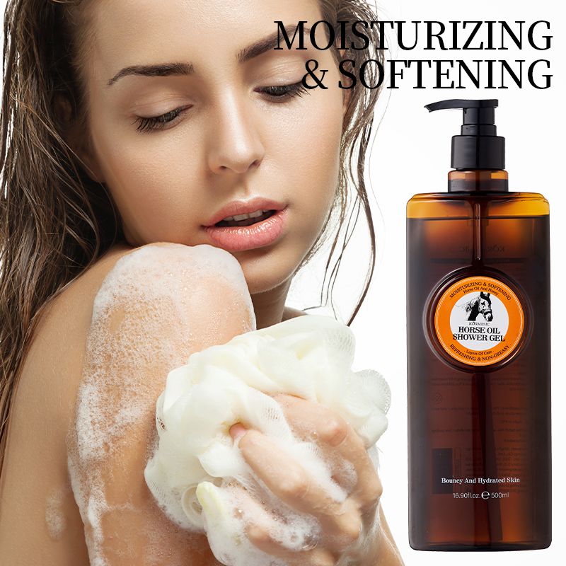 500ml KORMESIC Horse Oil Enriched Bath Gel with Hydrolyzed Collagen, Hyaluronic Acid & Shea Butter - Intense Moisturizing, Restores Elasticity, Repairs Roughness