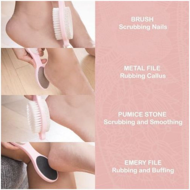 2 Pcs - 4 In 1 Foot Scraper Pedicure Tool Dead Skin Remover Scrubber Bush Pumice Stone File Heel Feet