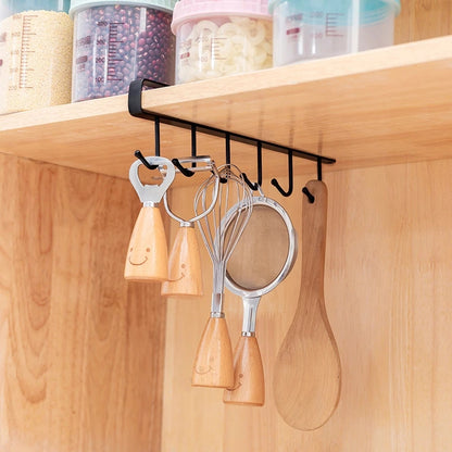 Iron Cabinet Traceless Hook Storage Hanger Multi-Row Hook Wardrobe Kitchen Punch-free Traceless Hook