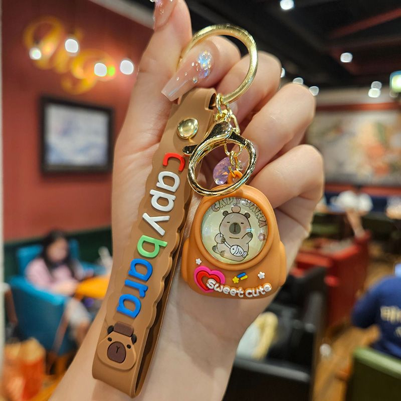 Cartoon Capybara Luminous Schoolbag Night Light Keychain Creative Cute Capybara Keychain Small Gift
