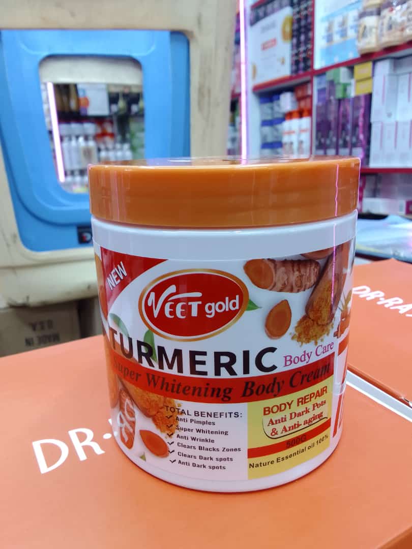 3 Pack Veet Gold Skin Care Set Oil + Scrub + Soap - Anti-aging Tumeric Super Whitening Body Cream-body Repair Remove Dead Skin Cell And Anti Darkspots Tender and Gentle Formula Body Cream