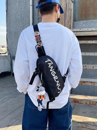 Men's fashion trendy brand crossbody bag, men's casual sports large capacity high-end single shoulder bag, women's Japanese chest bag