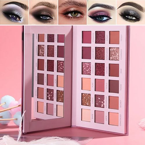 18 Colors Eyeshadow Pallete, Pearlescent Matte Glitter Eyeshadow Palette Make Up Eyeshadow Beauty Eye Pallete Waterproof Concealer Makeup Pallete Lasting-Effect Eye Shadow