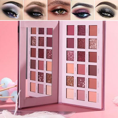 18 Colors Eyeshadow Pallete, Pearlescent Matte Glitter Eyeshadow Palette Make Up Eyeshadow Beauty Eye Pallete Waterproof Concealer Makeup Pallete Lasting-Effect Eye Shadow