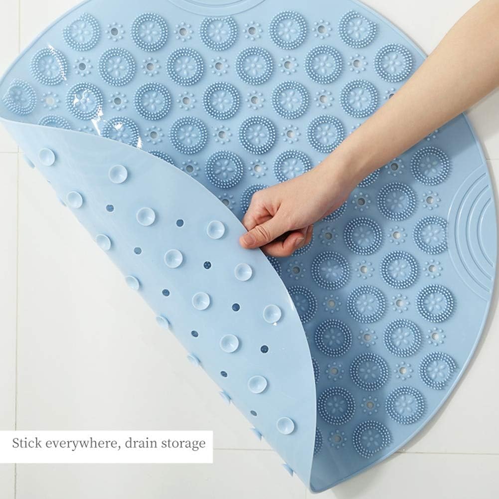 Shower Mat, Round Shower Stall Mat, PVC Bathtub Mat, Non Slip Bath Mat with Suction Cups and Drain Holes, Machine Washable for Bathroom Bathtub Swimming Pool