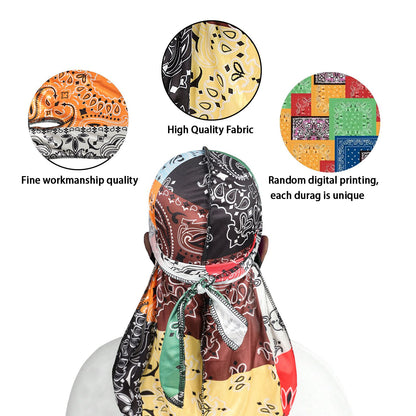 3 Pcs Silk Silky Durag Set for Men and Women Waves Doo Rag Long Tail Headwrap Silky Wave Durag Chemo Cap Satin Doo Rag for 360 Waves