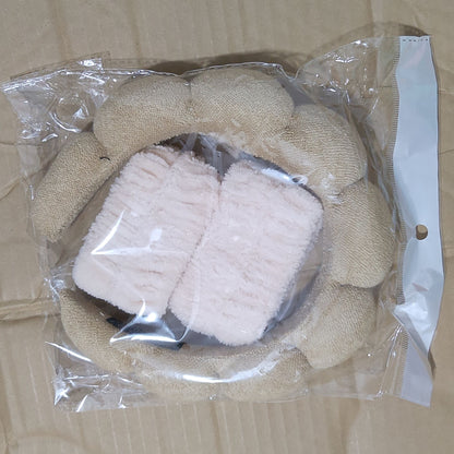 3pc set Spa Headband and Wristbands for Washing Face/makeup Absorbent Sponge and cuff Headband for Women's skin care routine Head band and Wrist bands pack