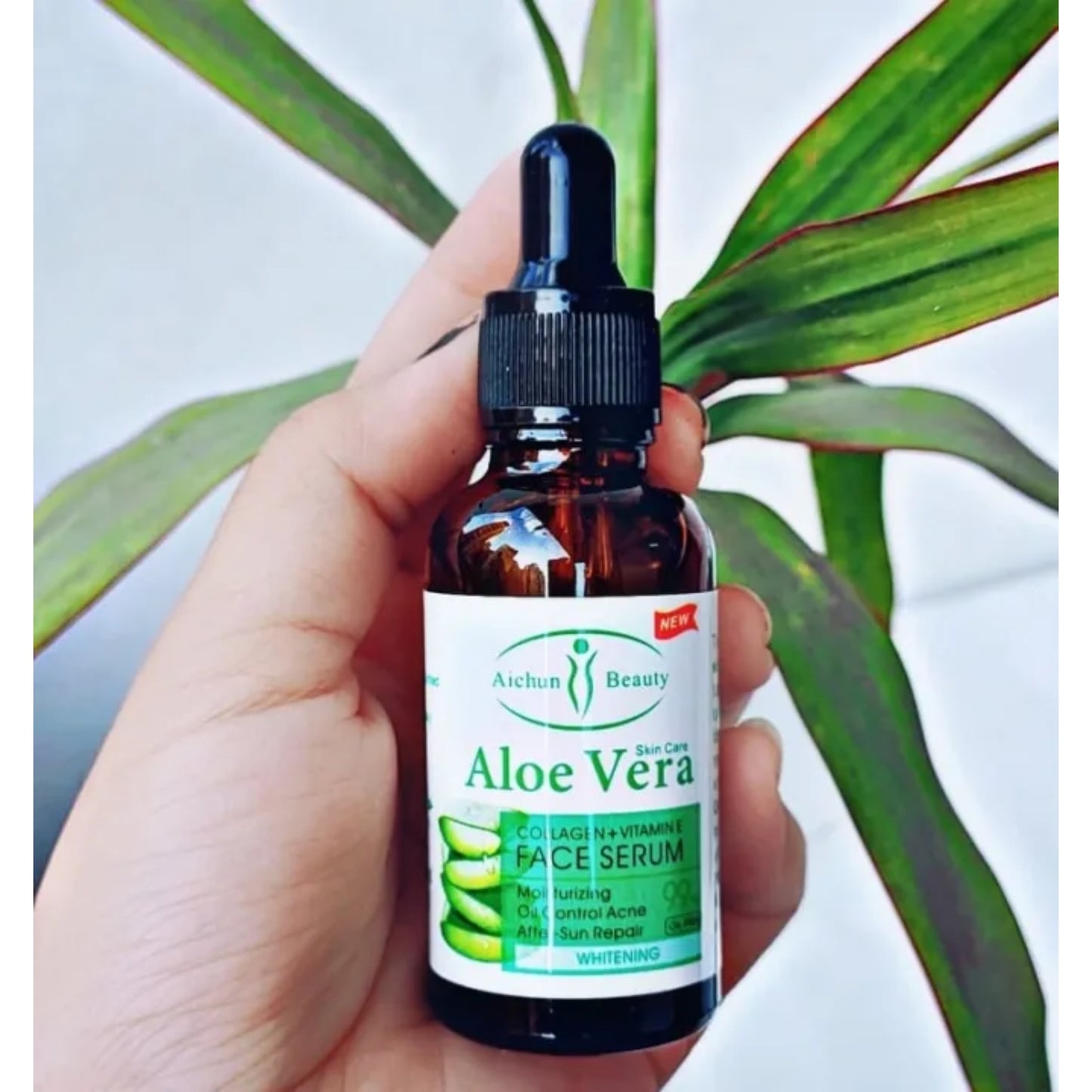 Aloe Vera 99% Face Serum With Collagen + Vitamin E - Moisturizing Oil Control Acne After Sun Repair Whitening - Aichun Beauty