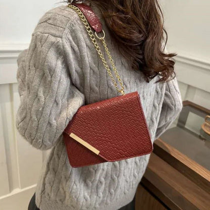 Mateamoda Luxury-Inspired Quilted Sling Bag with Gold Chain Accent Crossbody Bag