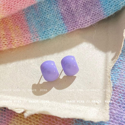 Colorful candy bean earrings for women, simple and versatile temperament, dopamine earrings, light luxury, niche internet celebrity earrings