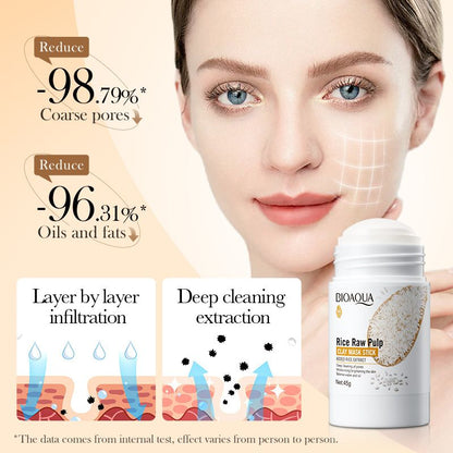 Rice Raw Pulp Clay Mask Stick,deep cleansing,moisturizing,nourishing for skin