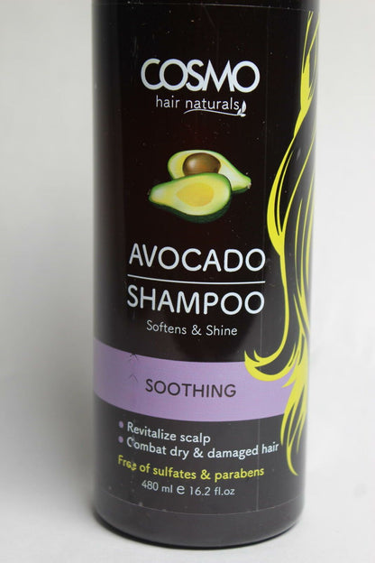 COSMO Hair Naturals Avocado Nourishing Shampoo 480ml Gentle Daily Care Sulfate and Paraben Free to Strengthen and Restore Hair - 480ml Nourishes Scalp Strengthens and Repairs