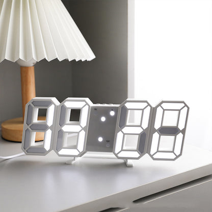 Intelligent 3D Digital Clock Alarm Clocks LED USB Interface Wall Clock Temperature clock