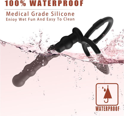 Silicone Anal Plug With Penis Ring,Anal Beads With Cock Ring,Anal Sex Toys,Anal Toys For Men,Women And Beginners,Sex Toy For Vagina,Anal Training For Anal Trainer,Anal Butt For Couples,G Spot Plug Toy
