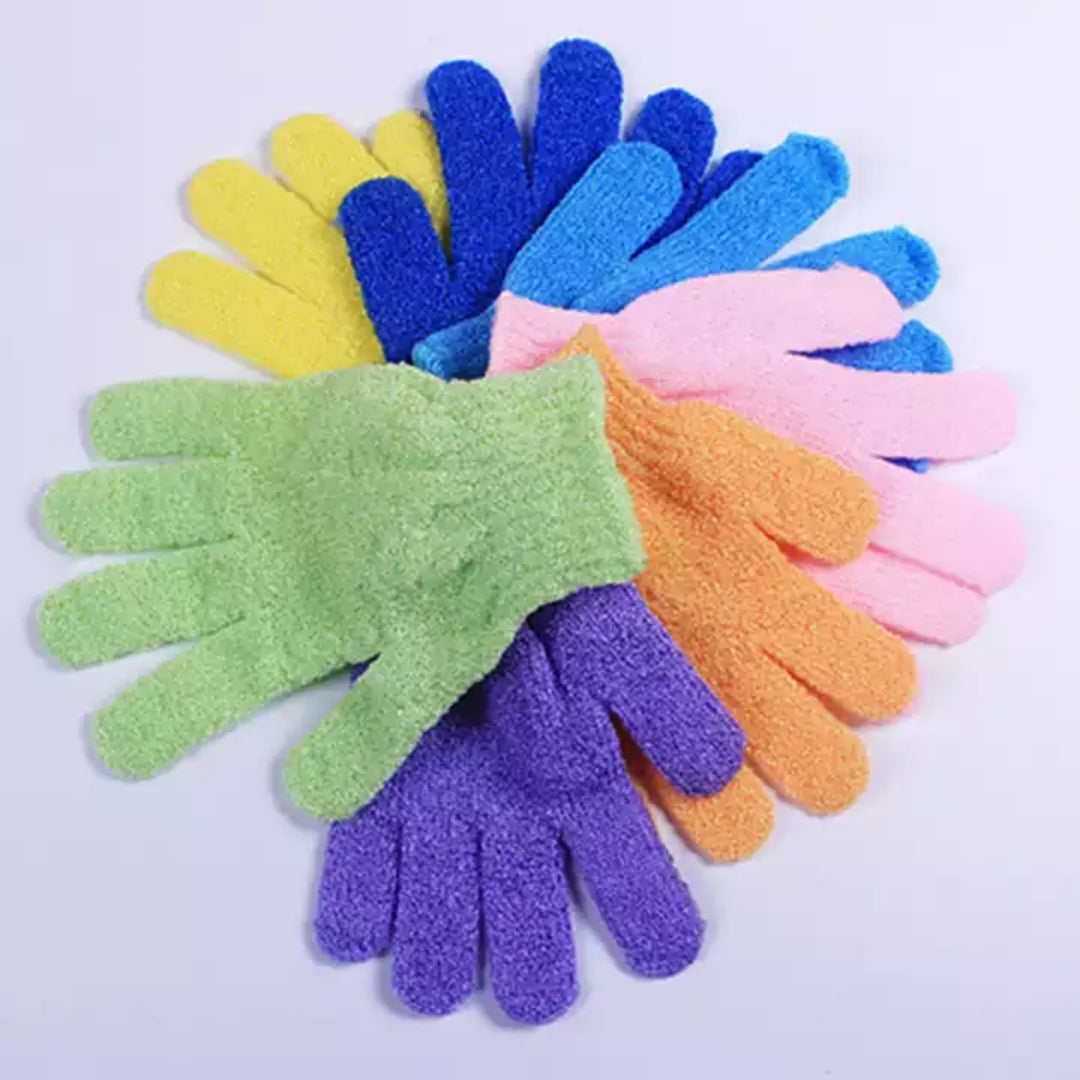 Pair Bath Gloves + Pumice Stone - for Exfoliating Body Scrub Feet Scrub & Dead Dry Skin Callus Remover Hands Scrubber
