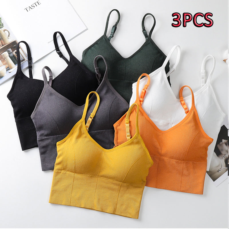 3PC Women’s seamless bra Tracksuit without steel ring Ladies lingerie tube top comfortable sports bra Girls hollowed out sling bra removable chest pad